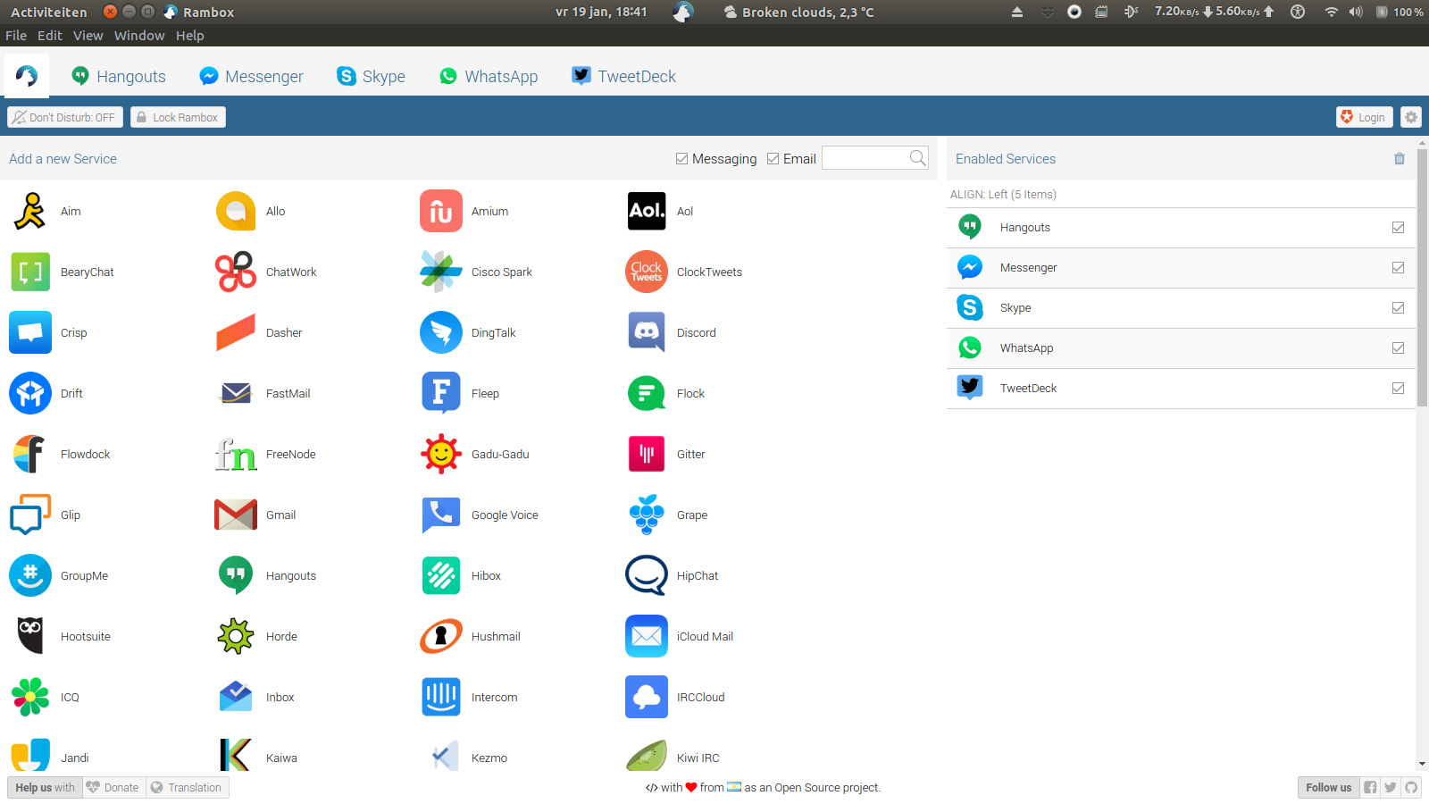 Vele comunicatie-apps in één scherm
